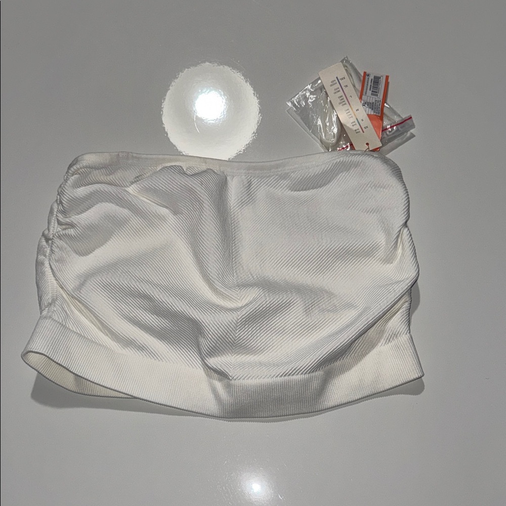 COLSIE Women's White Ribbed Bandeau Bra w/ Attachable Straps (SizeXL) NEW!!!